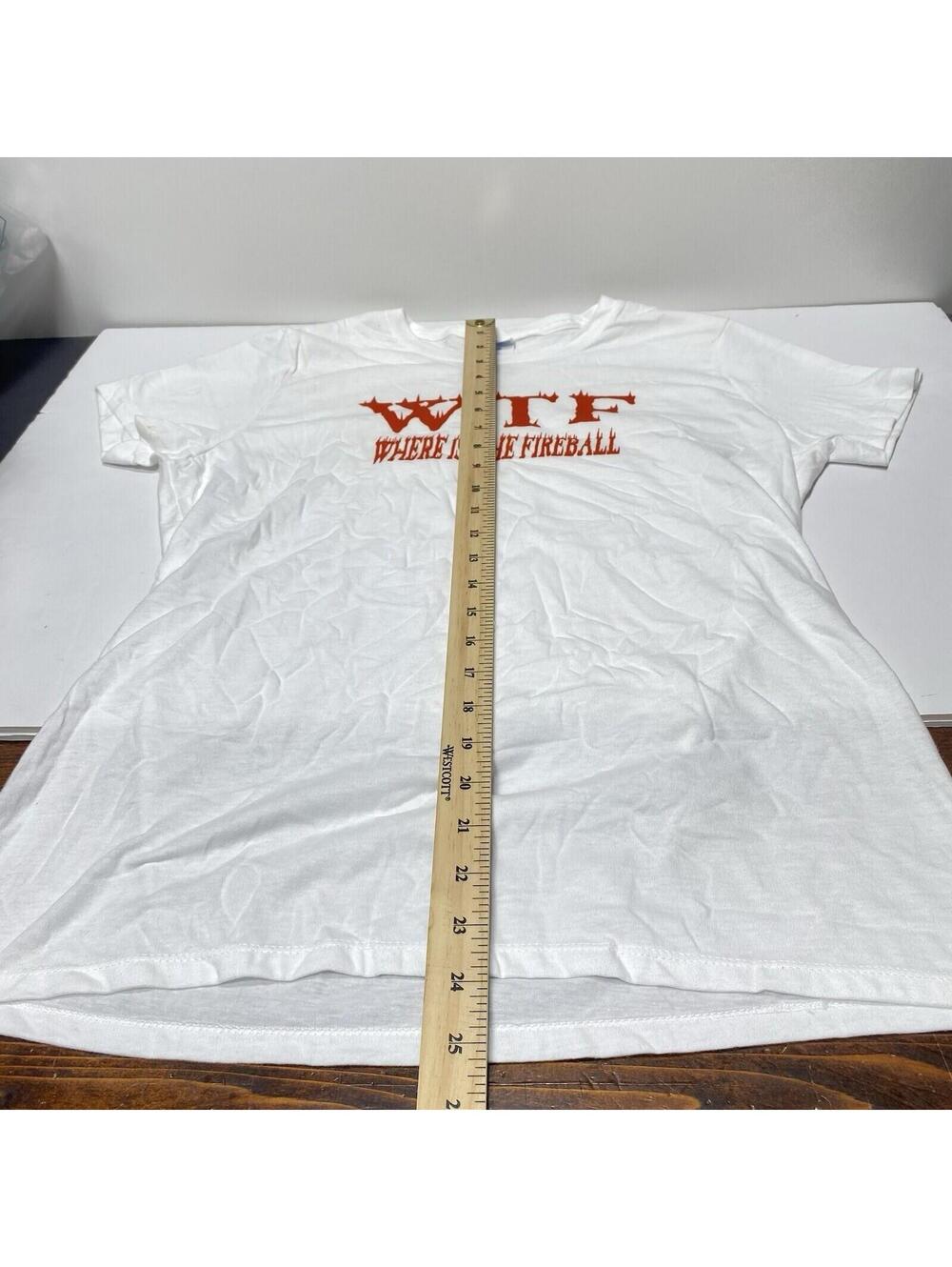 WTF Where is The Fireball Graphic T-Shirt, White, Women's Medium, New As Is - Picture 7 of 8